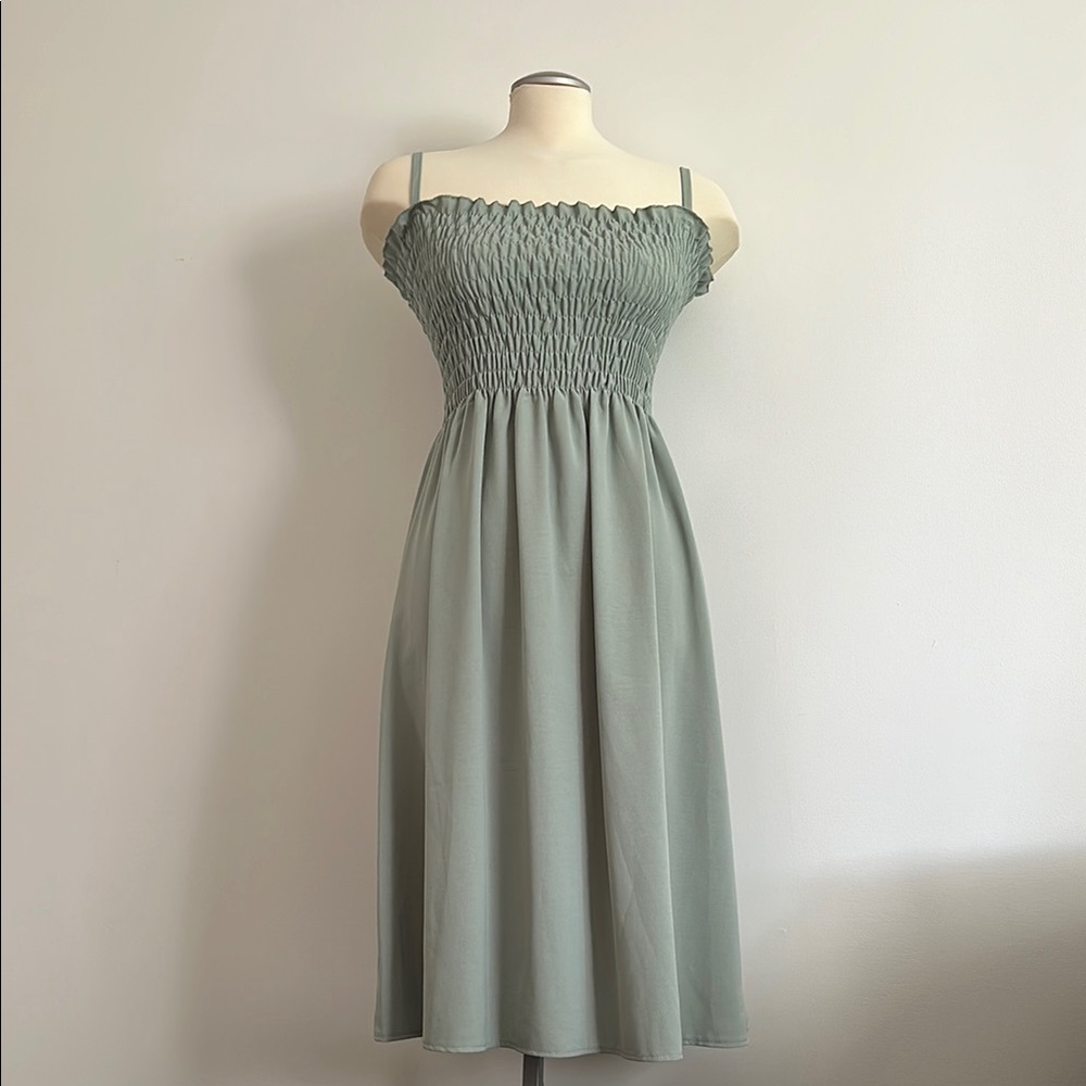 Sage Green Smocked Dress